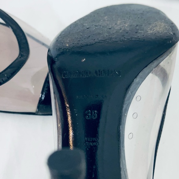 Giorgio Armani Black Patent Leather and PVC Stiletto Heel Size 38 (8)) - Picture 6 of 13